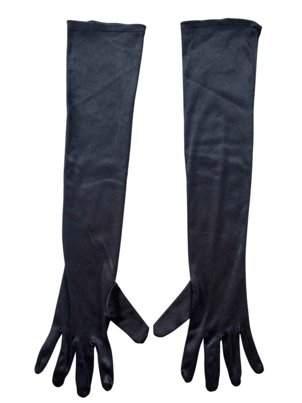Vintage Black Satin Opera Gloves - Over The Elbow Long Formal Evening Gloves